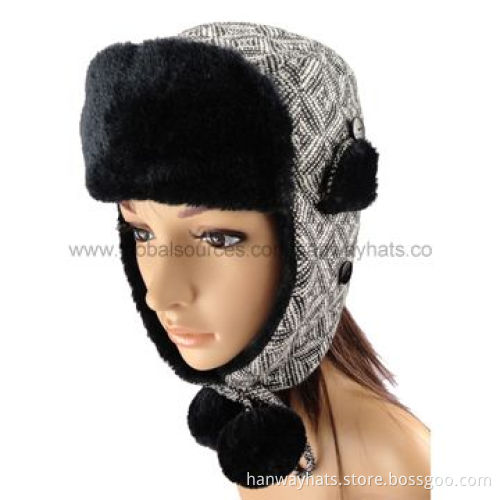 Winter Animal Hats for Adults with Soft Fake Fur Lining and Pompoms
